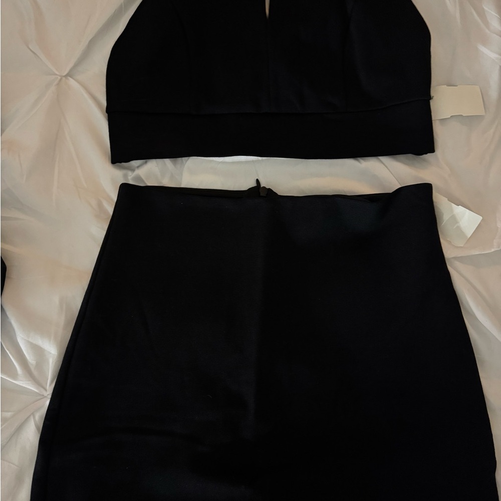 Lulu's Black Mini Skirt Two Piece Set